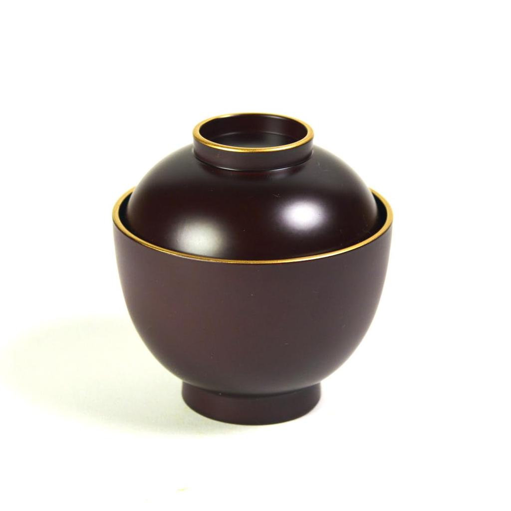 Traditional Honpo Soup Bowls, Dark Brown with Gold Line, Dishwasher and Microwave Safe, Set of 5. Perfect for Zenzai, Soup, Miso Soup, and Zoni (Japan