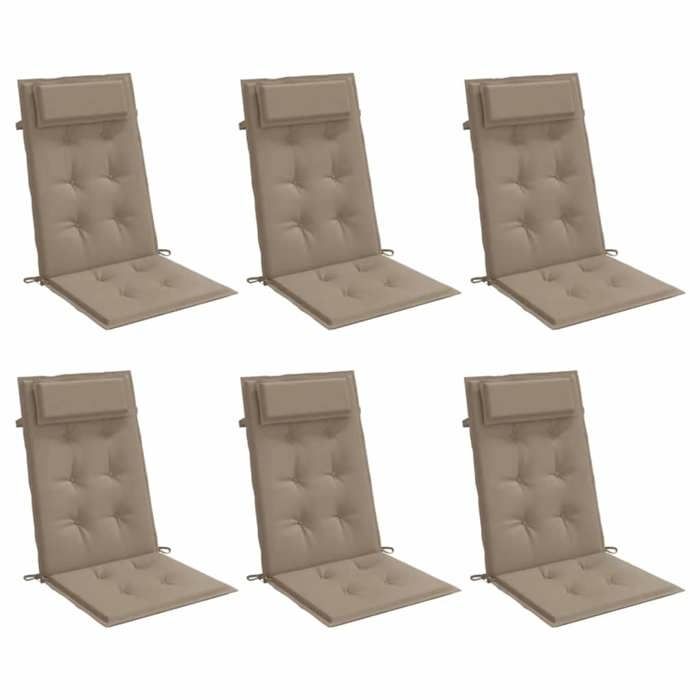 VidaXL High Back Chair Cushions Set of 6 Taupe Oxford Fabric, Cushion, Chair Cushion, Seat Cushion 361900