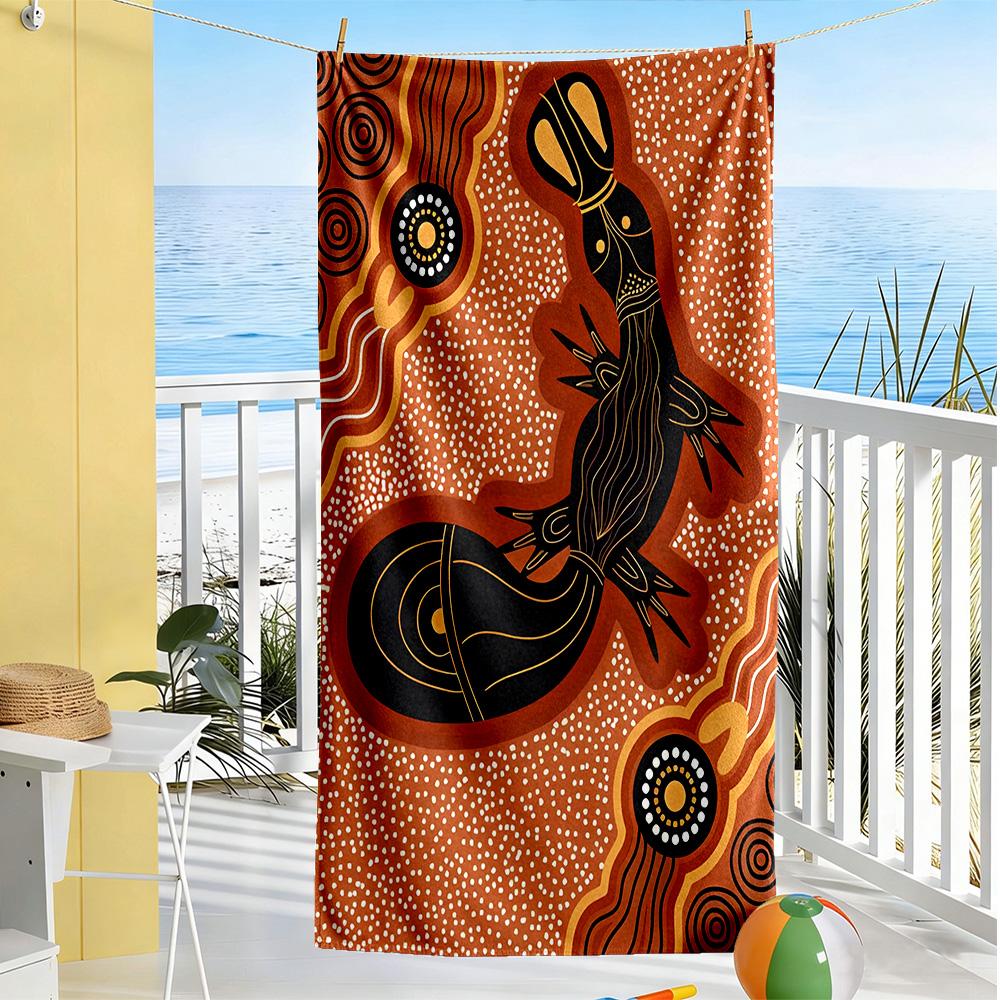 Australian Aboriginal Style Beach Towel Quick-Dry Soft Microfiber Comfortable Lightweight