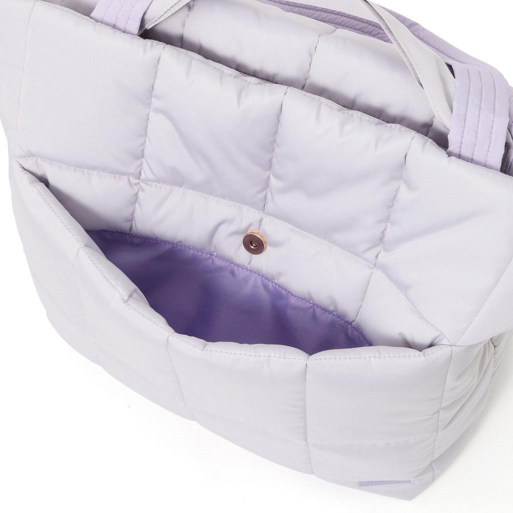 Francfranc Pop Stitch Quilt Travel Bag, Light Gray, Water-Repellent, Expandable, Lightweight, with Water Bottle Holder, Shoulder Strap, and Drawstring