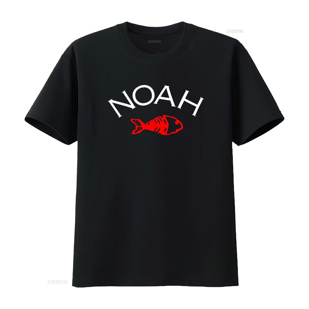 Noah Fishbone Kern Logo Print Rundhals T-Shirt SS19 Mode Streetwear Vintage Gewaschen Mode Vielseitig Lässig Weich