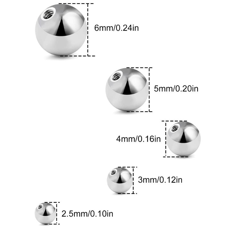 25PCS Multi Size Alloy Balls Tongue Belly Piercing Jewelry Part Suitable for Creative Body Piercing Jewelry Solution