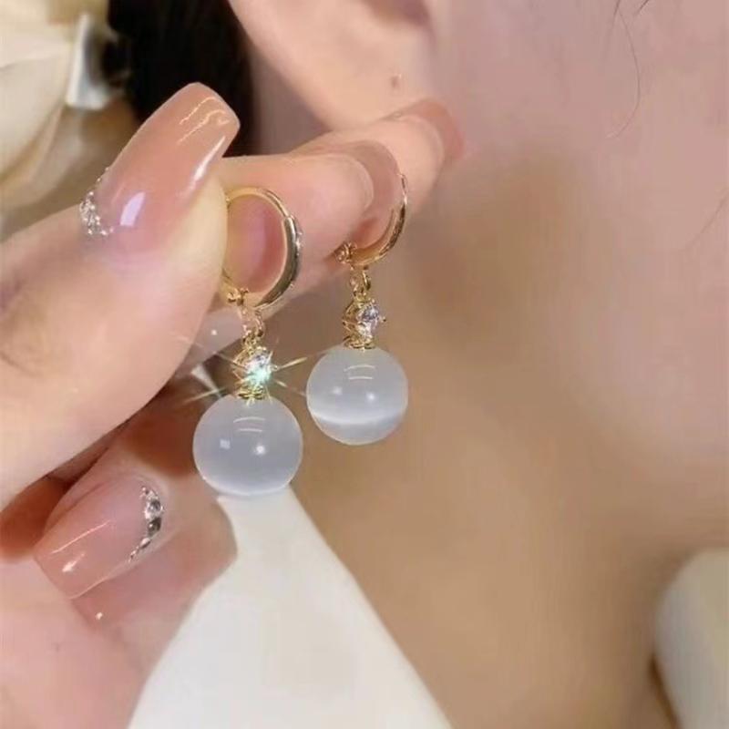 Elegantes Pendientes Colgantes de Ópalo Pendientes de Moda con Colgante de Pedrería Para Mujeres Niñas Joyería de Lujo