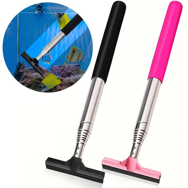 Extendable Aquarium Cleaning Brush Silicone Scraper Stainless Steel Telescopic Handle Multi-Purpose Tool for Algae Removal Glass