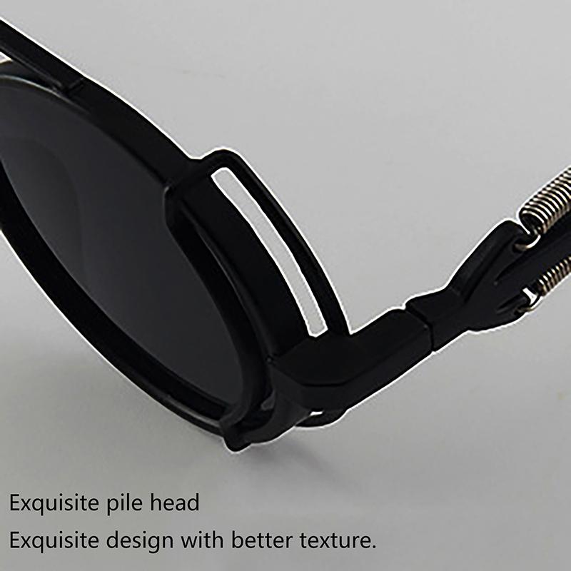 Pc Sunglasses Steam Punk Double Spring Leg Glasses Fashion Trend Round Sunglasses