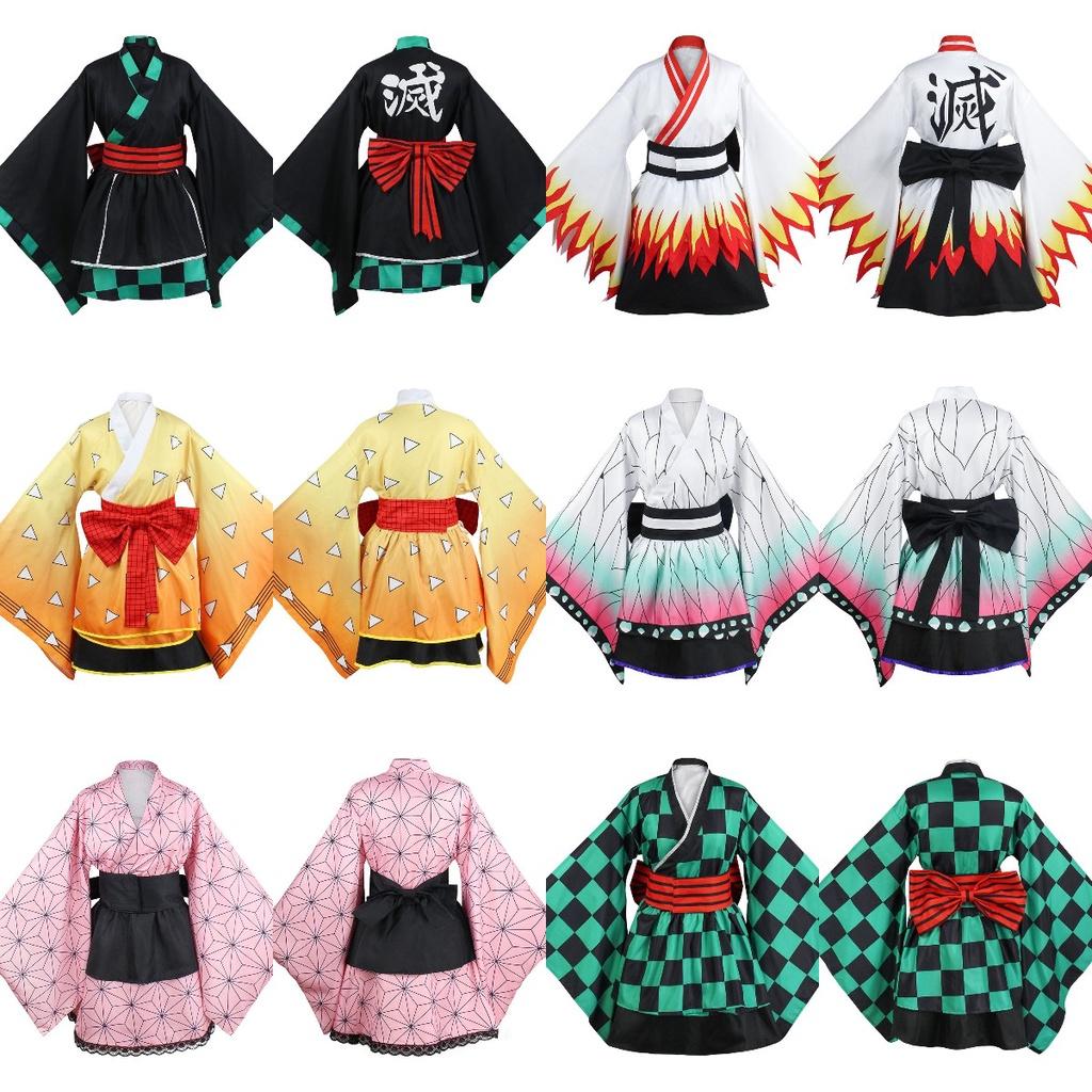 Demon Slayer Kamado Tanjirou Agatsuma Zenitsu Cosplay Dienstmädchenkleid – Atmungsaktiv Exquisit