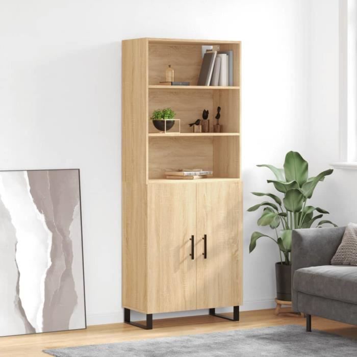 VidaXL Buffet haut Chêne sonoma 69,5x34x180 cm Bois d'ingénierie 3189280