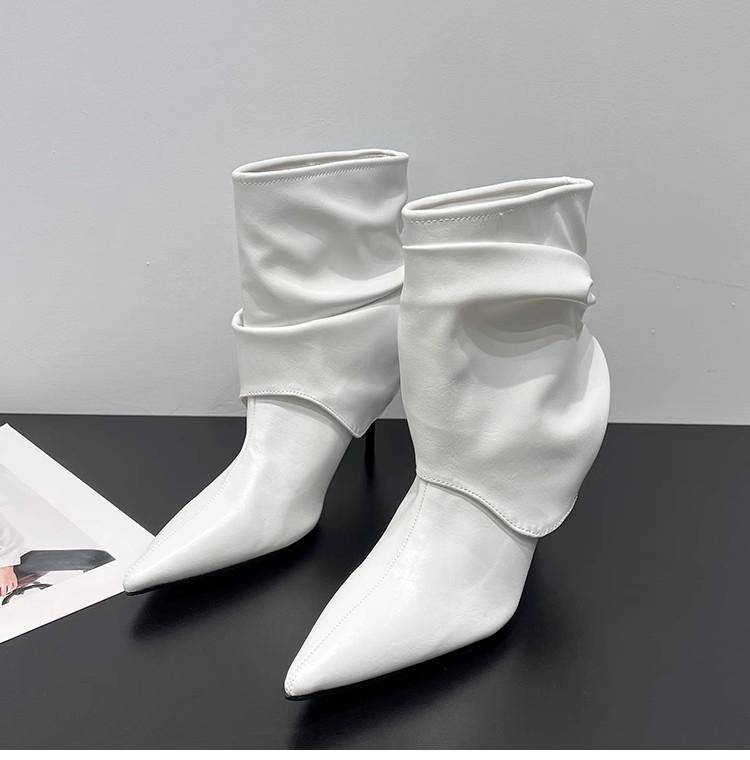 

Женские ботильоны на высоком каблуке, модные кожаные туфли с острым носком, брендовые дизайнерские новинки зимы 2025 года, трендовые готические туфли Chelsea Botas Mujer 42 белый