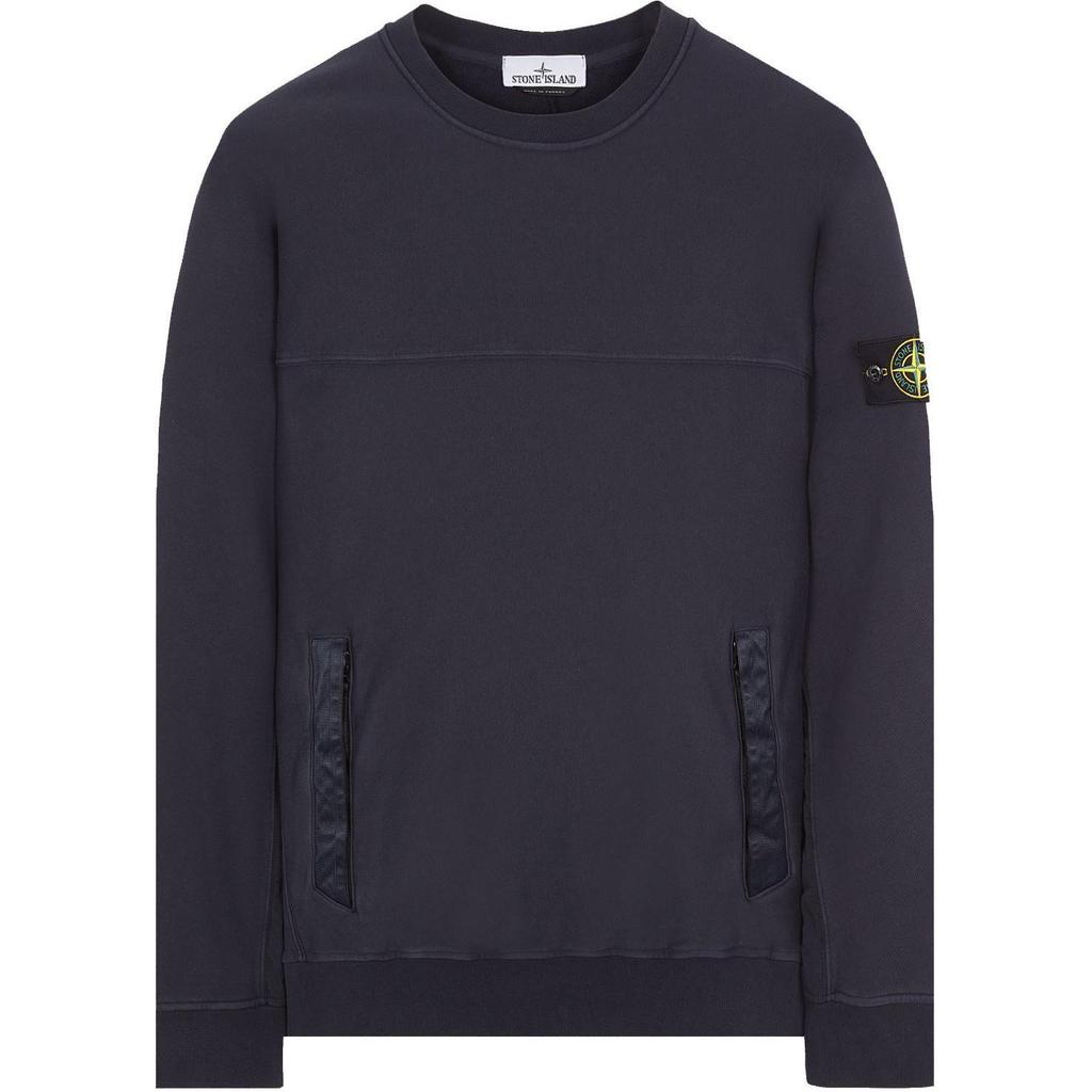 Stone Island Badge Pullover Crew Neck Long Sleeve Sweatshirt Unisex sweatshirt Blue 801560154-V0020