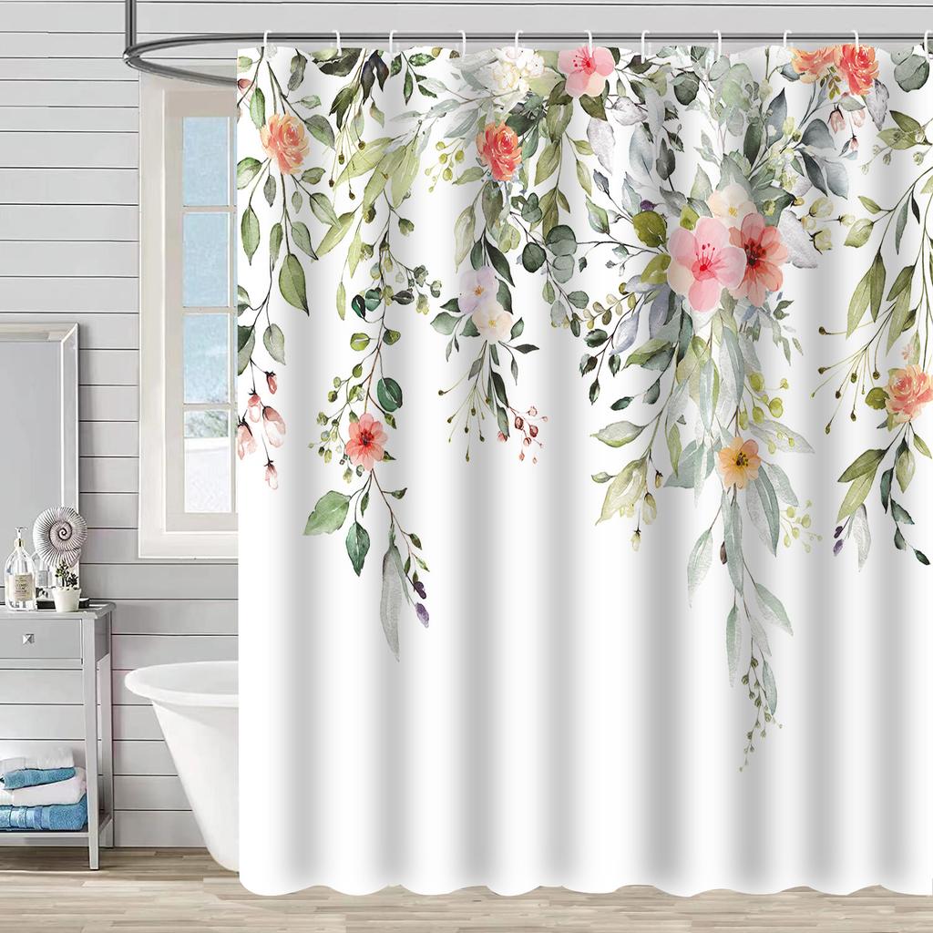 Shower Curtain Waterproof And Mildew-Proof 3D Digital Printing Plant Printing Shower Curtain Child Bathroom Partition Curtain