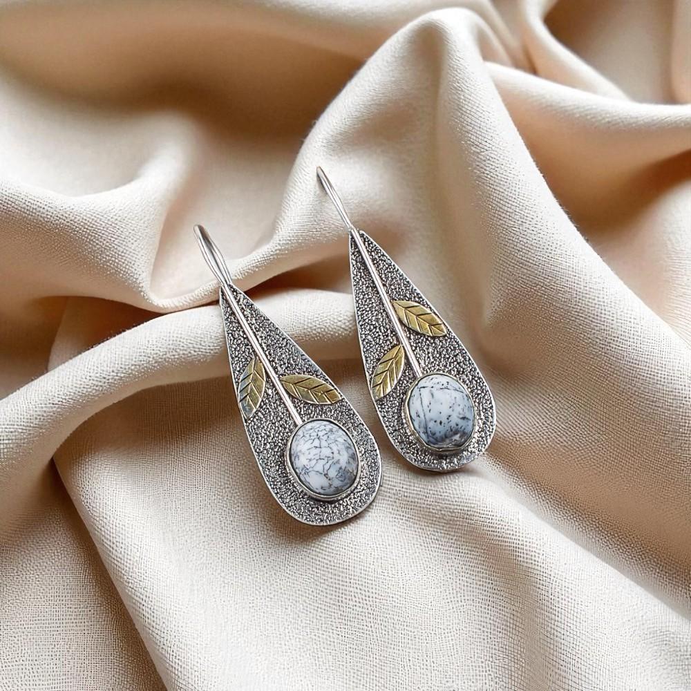 

Дендритовый опал Драгоценный камень 925 Стерлинговое серебро Ювелирные изделия Ручной работы Серьги-крючки 2.00 EE-72-26