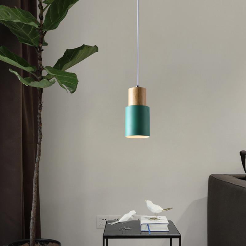 Nordic Wrought Iron & Solid Wood Bedside Pendant Lamp - Multicolor, Creative Fresh Design