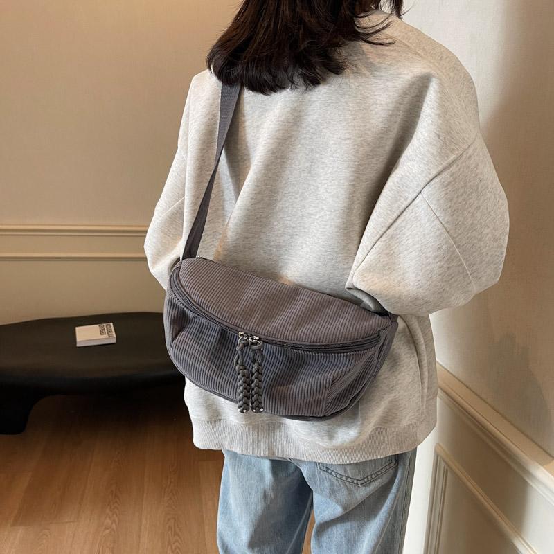 Corduroy Chest Bag Women's Underarm Bag Shoulder Bag Commuter Crossbody Bag
