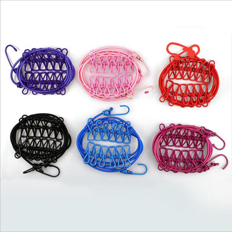 Přenosný větruodolný zatahovací sušák na prádlo s 12 protiskluzovými kolíčky