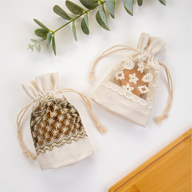 10*14cm Storage Bags with Drawstring Christmas Gift Wedding Candy Package Pouch Reusable Canvas Dust Bag Cosmetic Coins Keys Bag