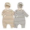 Korean-Style Ribbed Footed Romper: Colorful, Long-Sleeve, Unisex Baby Jumpsuit for Autumn.