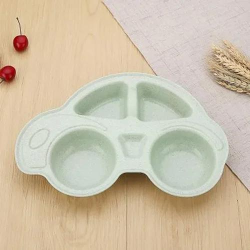 Bamboo Fiber Infant Feeding Plate Cute Car Shaped Wheat Straw Tableware for Baby Kids Dishes Children Plates