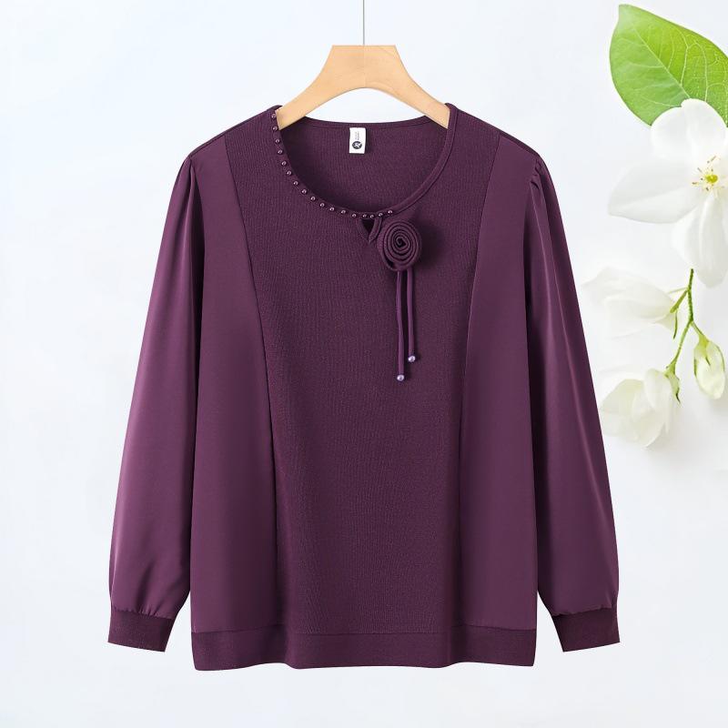 

Spring/Summer Lightweight Long Sleeve Pullover for Middle-Aged Women - Stylish, Casual, and Comfortable 5XL (suitable for 155-165 jin)