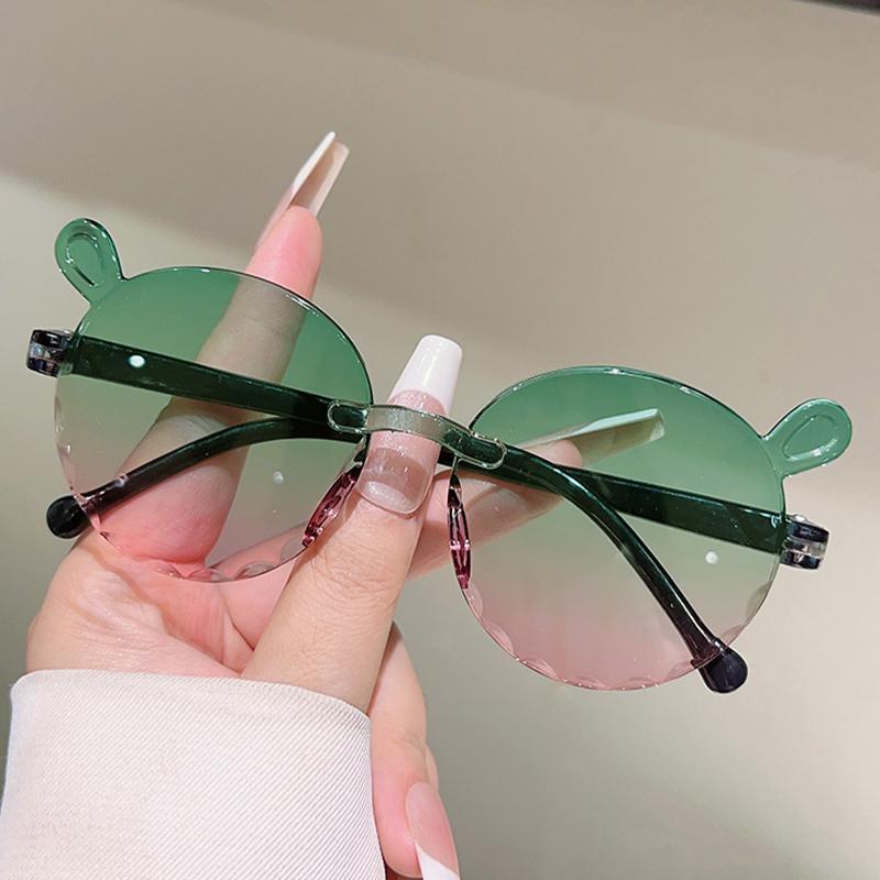 1/7 Pcs Rimless Children Sunglasses Fashion Gradient Multi-color Decor Shades Kids New Trendy Cute Stylish Design Sun Glasses