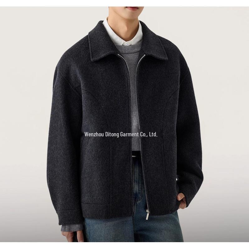 Italian Vintage Style Men's Double-Faced Wool Lapel Coat