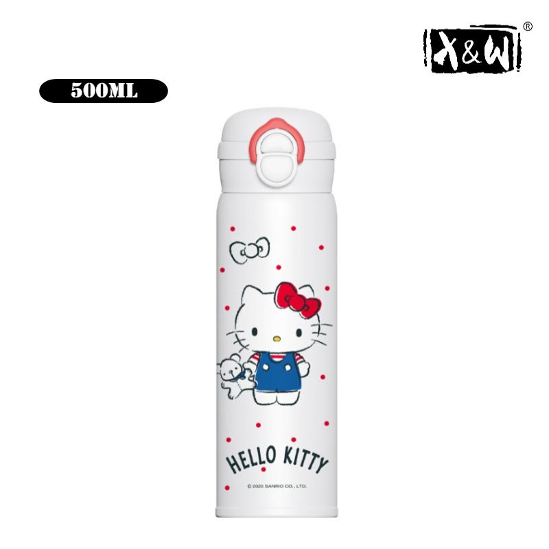 X&W 500ML for Sanrio My Melody Thermos Cups Cartoon Stainless Steel Vacuum Flask Student Cute Insulated Water Bottles Kids Cup 500ml