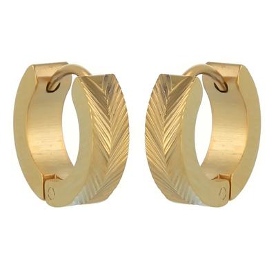 [R4836] - Gold 'Peaceful' Steel Hoop Earrings - 12 Mm 4 Mm