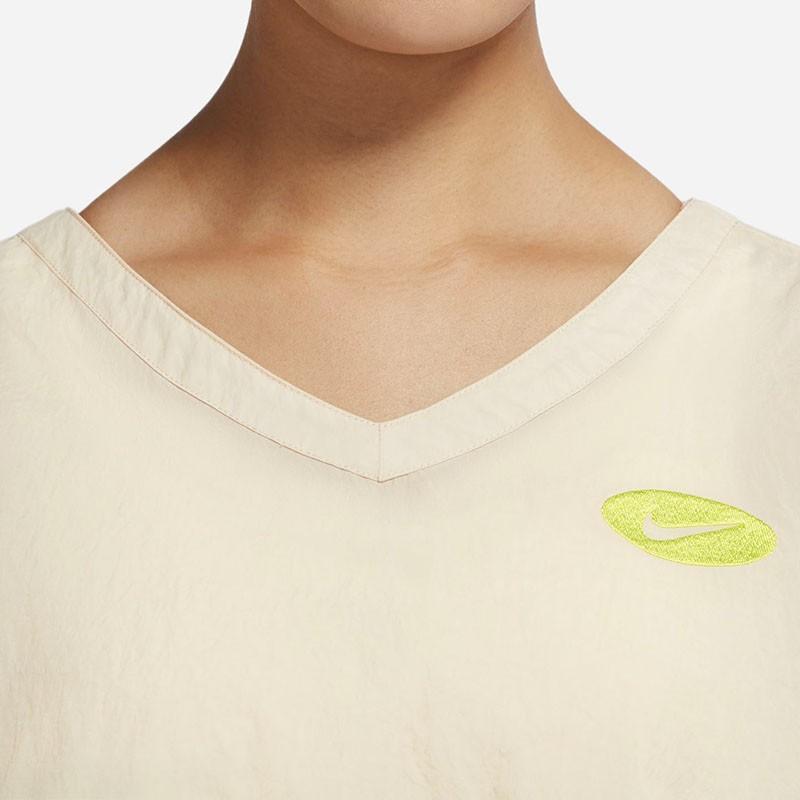 Nike Sportswear Icon Clash Mesh Woven Embroidered Logo Pullover Long Sleeve T-Shirt Women Tops Beige DQ7563-126