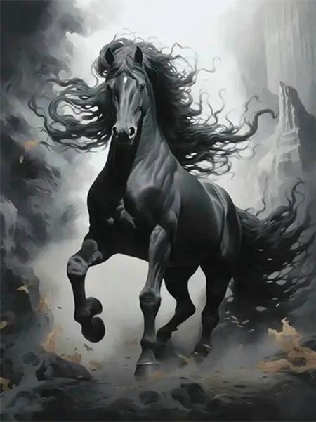 5D Diamond Painting New Arrivals Black Horse Full Round Embroidery Mosaic Animal Home Decor
