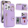 Applicable to iPhone16 mobile phone case 15Pro lychee pattern zipper change bag insert card ring buckle 14plus card bag