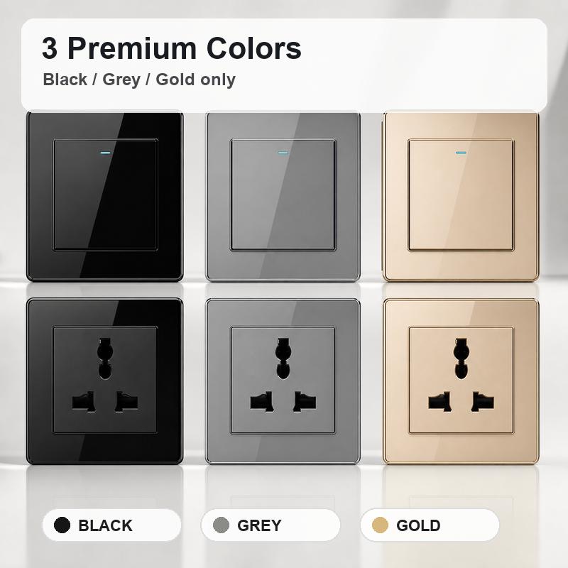 Tempered Glass Wall Switch Socket EU UK US FR RU Standard 86x86mm Crystal Panel 1/2/3/4 Gang USB RJ45 TV Power Outlet Panel Kit