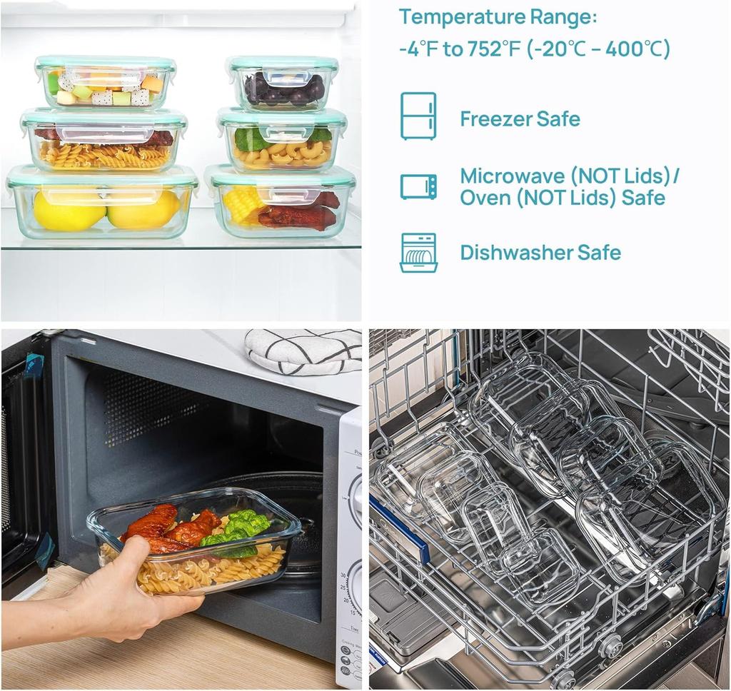 Glass Food storage Side dish meal prep airtight tupper Sealed containers preservation kitchen organizers Packed bento lunch box