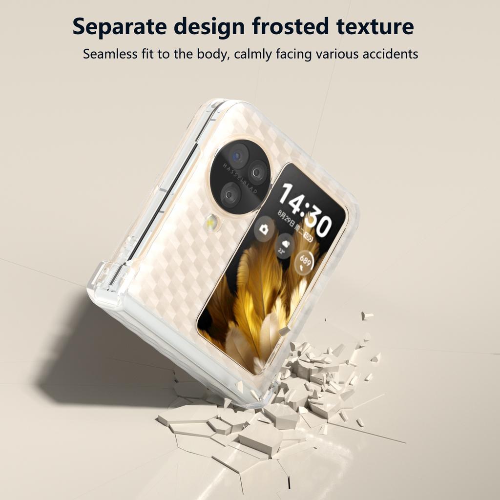 For Oppo Find N3 Flip 5G Case Matte PC Clear Phone Cover with Hinge Protection