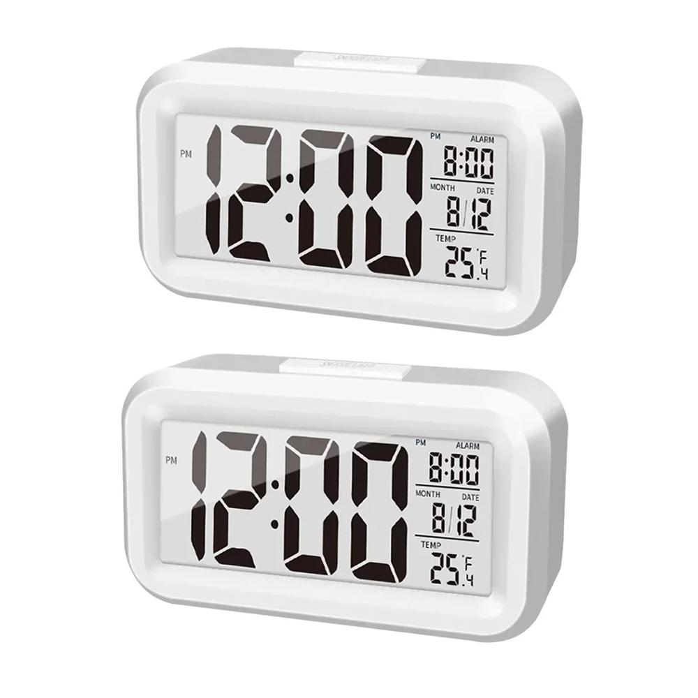 Despertador digital LED com luz de fundo, soneca, dados, hora, calendário, mesa, multifuncional, eletrônico, luz de fundo, relógio de mesa