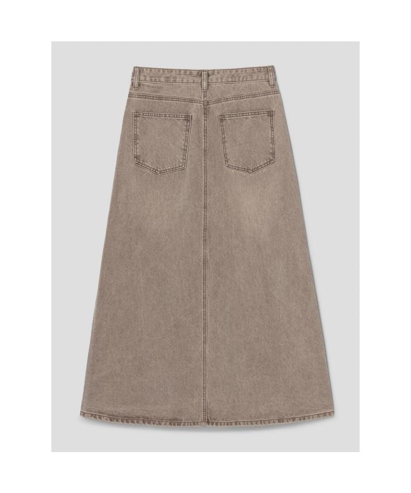 8SECONDS Pigment Denim Long Skirt Yellowish Brown