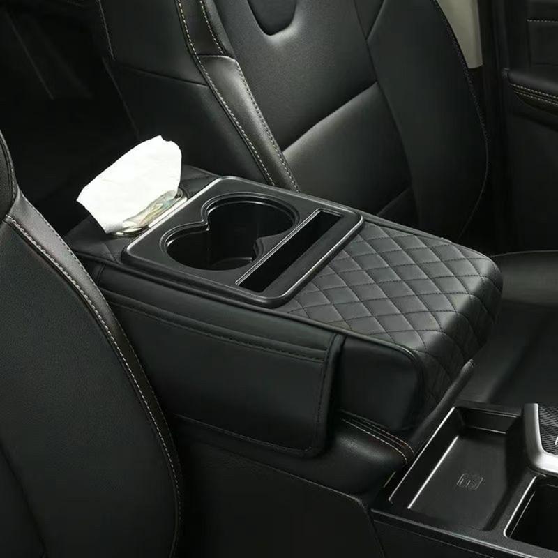 Ergonomic Support Leather Car Console Pad Height Adjustment Waterproof for Long Drive Comfort No Tool Required Setups
