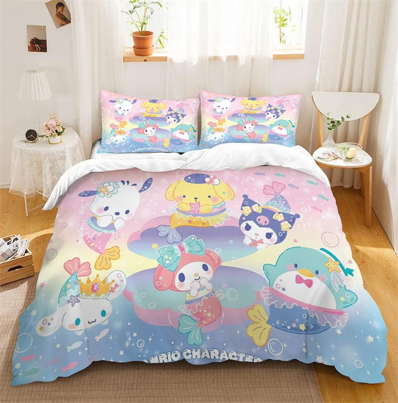 Hello Kitty Bedding Sets Cute Quilt Comforter Bed Cover Duvet Cover Pillow Case 2-3 Pieces Sets Kids Adult Bedroom Decoration