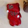 Cute Cartoon Christmas Scarf 3D Splashing Ink Bear Phone Case For iPhone 16 15 14 13 12 11 Pro Max Lovely Gift Back Cover Funda