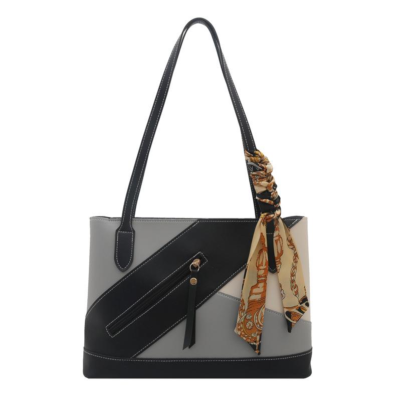 Premium texture large capacity shoulder bag women s new fashion retro soft surface commuter handbag серый