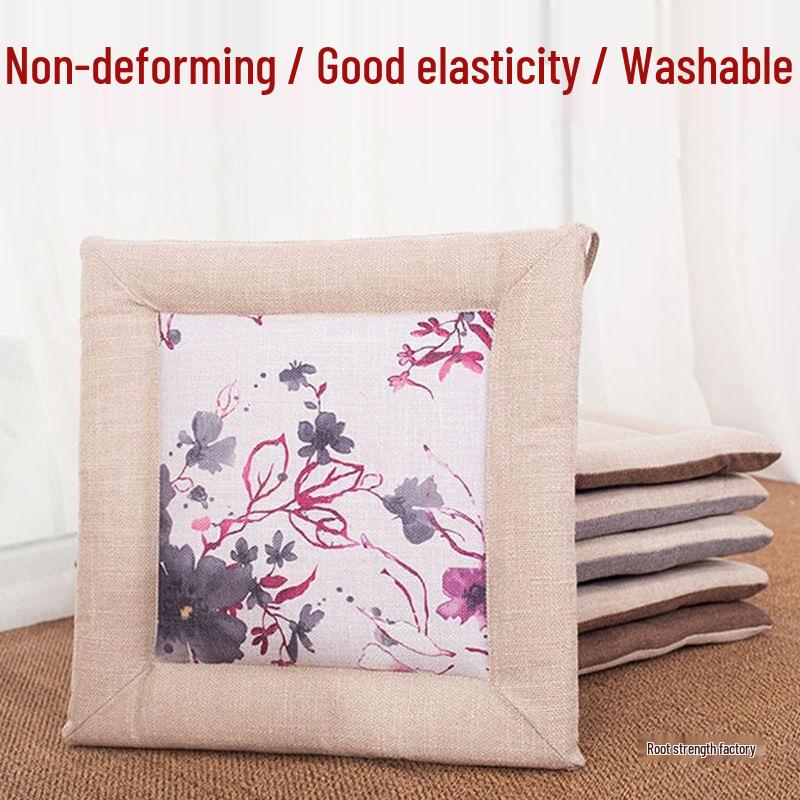 Four Seasons Linen Chair Cushion: New Chinese Style for Tea, Mahjong, Computer, Crescent, or Dining Chairs.