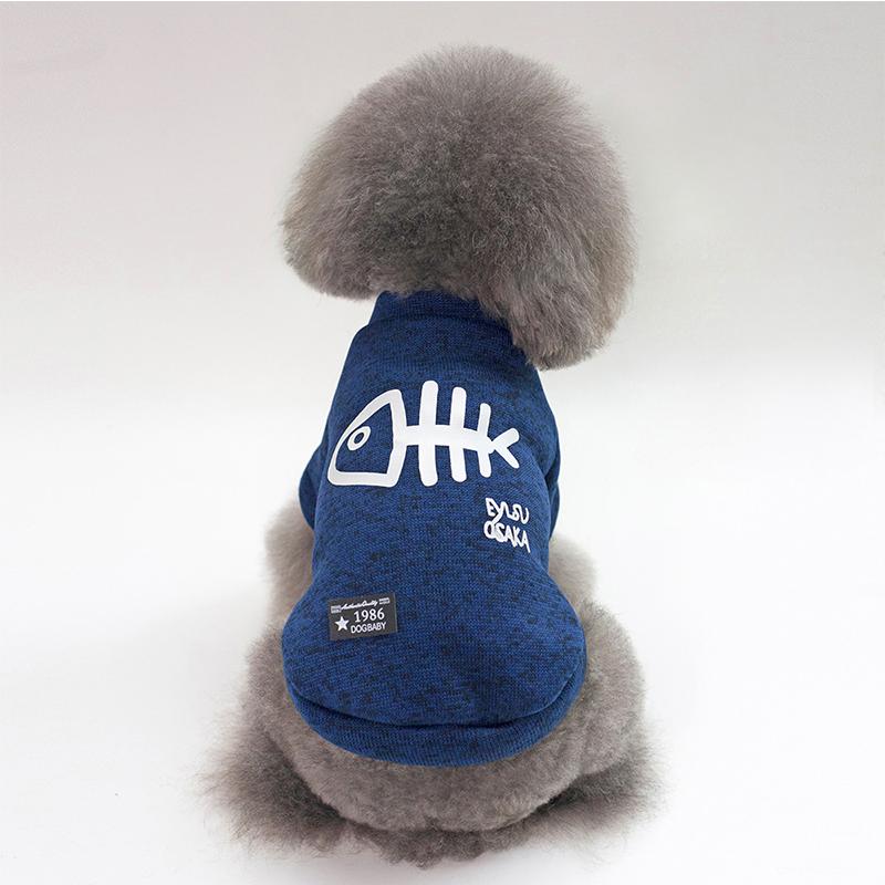 Autunno Inverno Vestiti per cani Stampa lisca di pesce Giacca per cani Cappotto caldo per animali domestici per gatti Cani di piccola taglia Maglione Chihuahua Teddy Abbigliamento per animali domestici