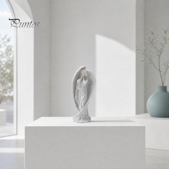 Statua Angioletto in Preghiera, Statuetta Alata Stampata 3D, Scultura da Tavolo con Ala Integrata Stampa Artistica per Decorazione Scrivania Ufficio Casa Opaca