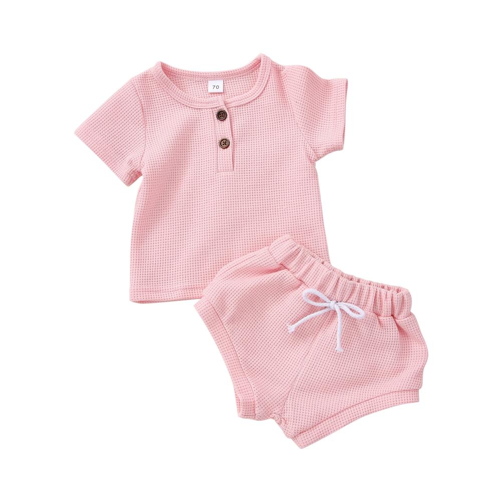 Infant Short Sleeve Shorts Solid Color Two Piece Set
