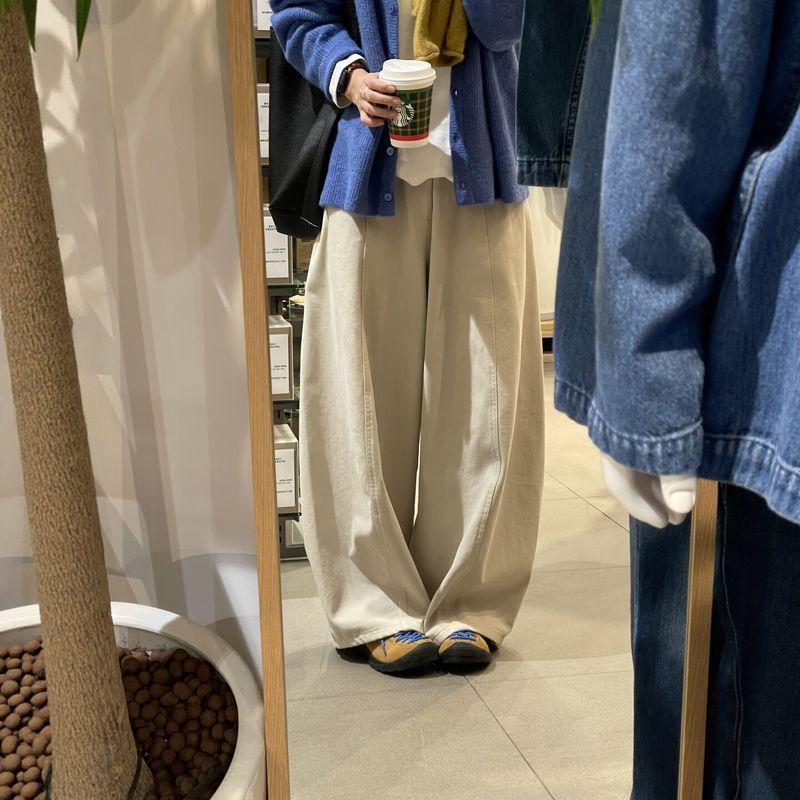 

Off-White Workwear Wide-Leg Pants for Women, Early Spring New Style, Plus-Size, High-Waisted, Slimming, Loose, Casual Pants in a Relaxed Style Off-White - Small S