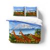 3D Animal Bedding Set - Giraffes Mountains Grassland Quilt Cover Twin/King Size, 2/3PCS Soft Polyester Bed Linen, Durable & Fade