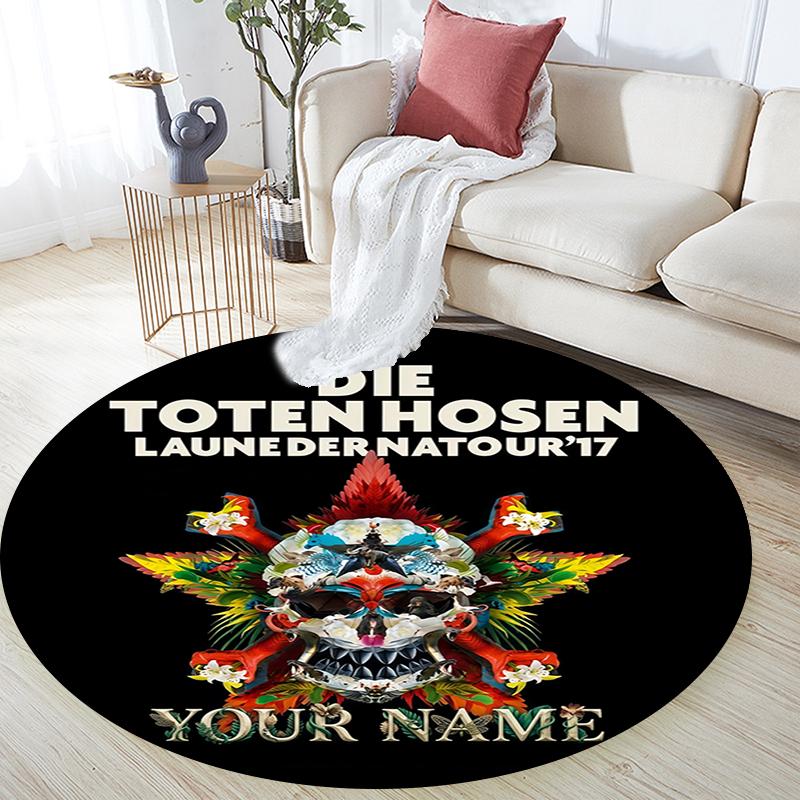 Benutzerdefinierter Name,Runder Teppich im Die Toten Hosen Muster,Teppich für Wohnzimmer Schlafzimmer Spielzimmer,Rutschfeste Bodenmatte,Urlaubsgeschenke und Geburtstagsgeschenke.