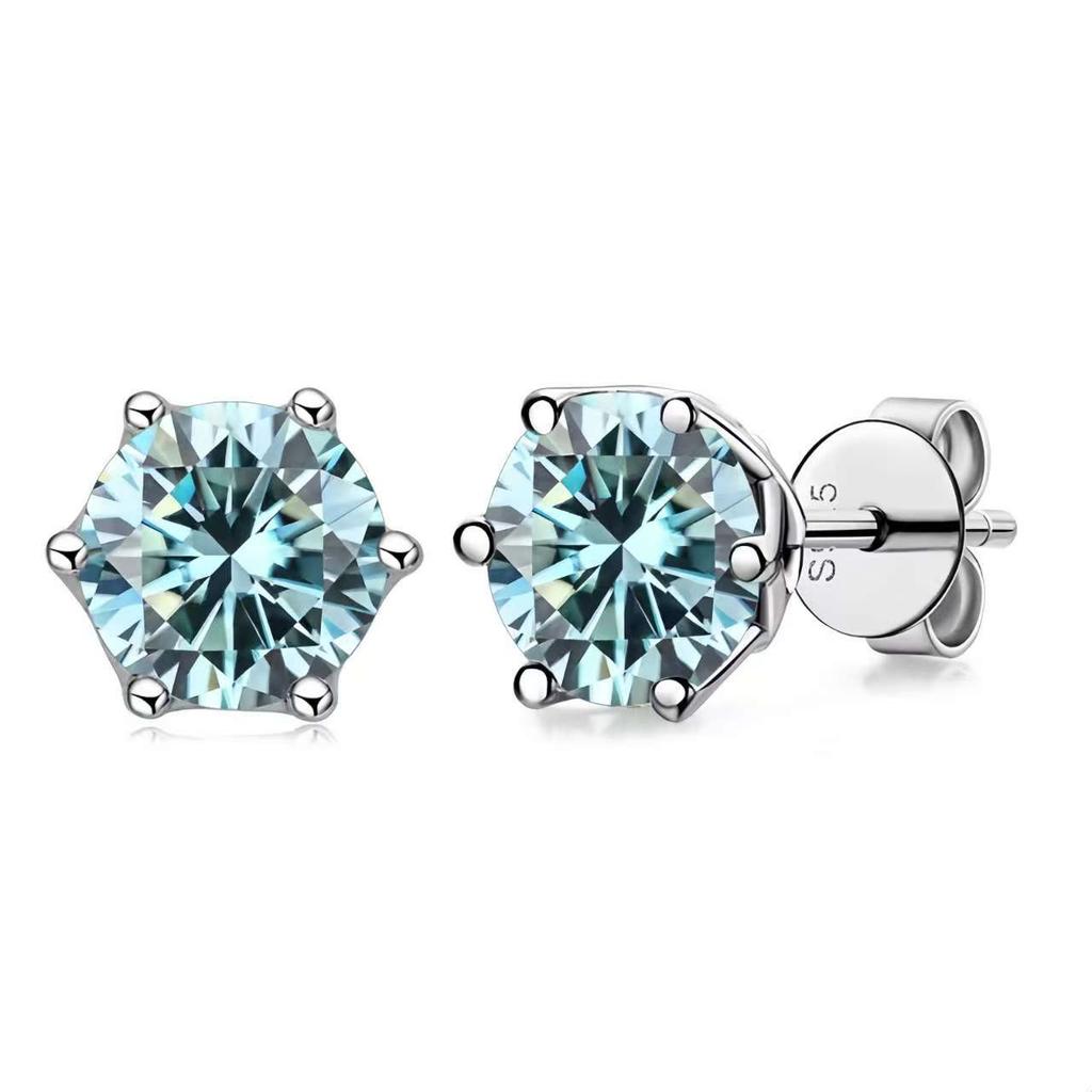 1Ct Vvs D Color Moissanite Russian Cut 8H8A Lab Diamond Stud Earrings for Women S925 Silver Fine Jewelry