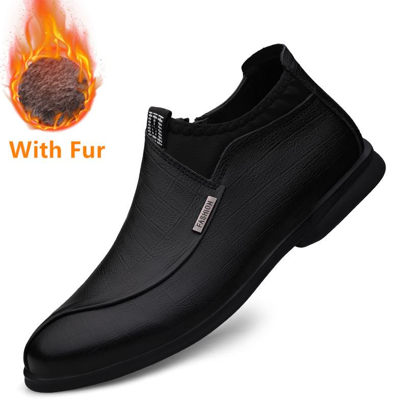Fashion Genuine Leather Male Comfortable Motorcycle Boots High Quality Men High Top Casual Shoes 2024 New Men Winter Plush Snow Boots