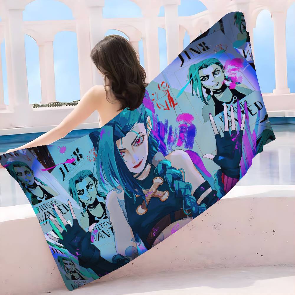 Couverture en Microfibre Dessin Animé Arcane J-Jinx Séchage Rapide Serviettes de Plage Impression Surdimensionnée Super Absorbant Serviette Couverture de Piscine