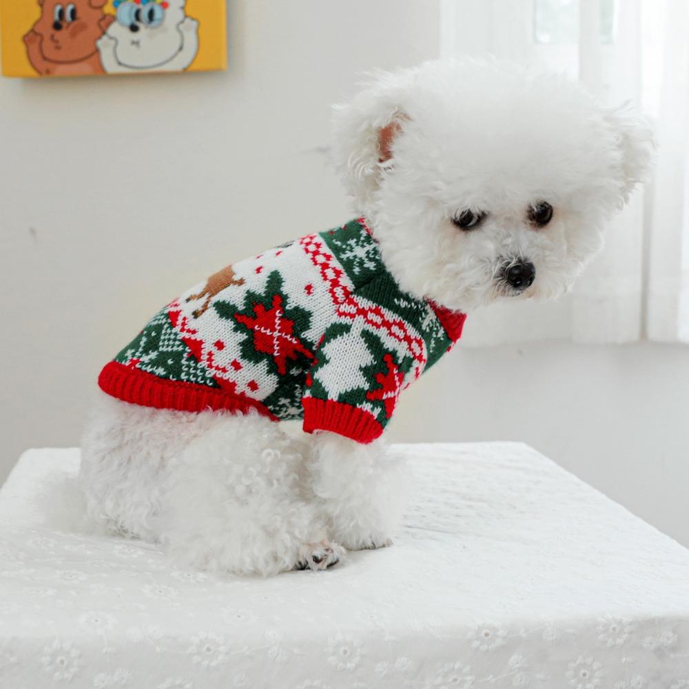 Soft Pet Christmas Sweater Cartoon Pattern Christmas Puppy Clothes  Holiday Suit