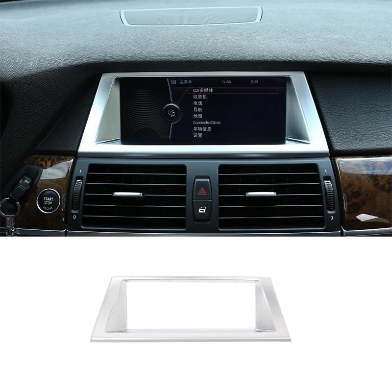 

Console GPS Screen Navigation Display Panel Frame Cover Carbon Fiber Color Trim For BMW X5 E70 X6 E71 2008-2014 Car Accessories серебряный